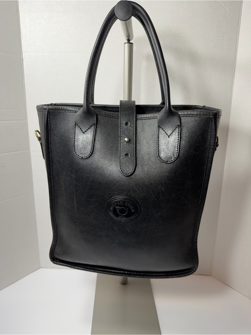 Vintage Seattle artist Michael Greene leather  satchel purse, no strap